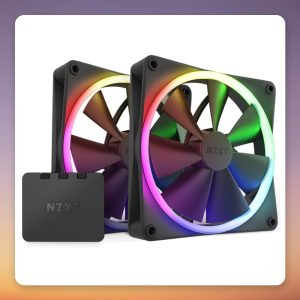 NZXT F140 RGB Twin Pack 140 mm PWM Case Fans with RGB & Fan Controller, Black