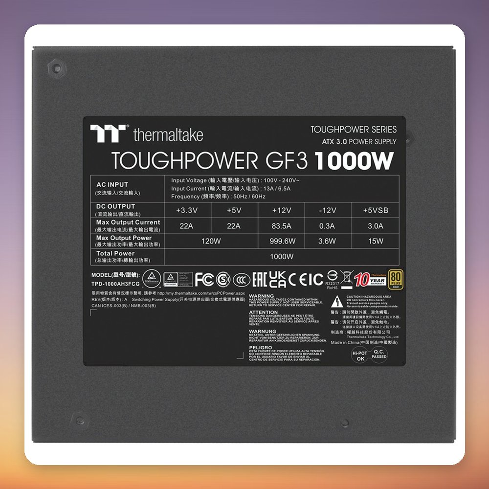 Thermaltake Toughpower GF3 1000W 80 PLUS Gold Fully Modular ATX 3.0 PSU – image 4