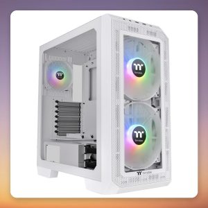 Thermaltake View 300 MX ARGB Snow White Mid-Tower Case, E-ATX, Tempered Glass