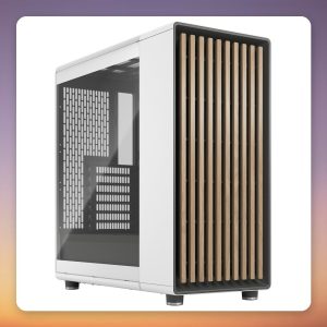Fractal Design North Chalk White TG Clear ATX Mid-Tower Case, Oak, Tempered Glass