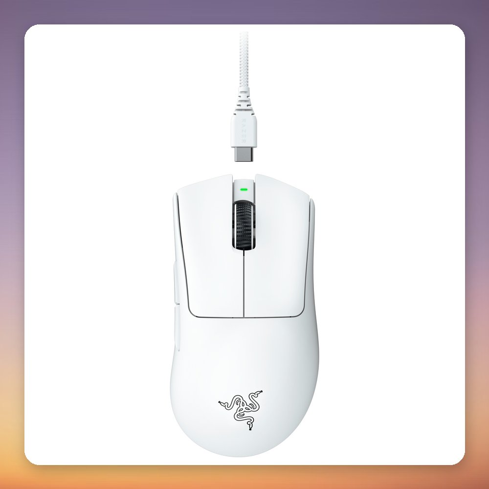 Razer DeathAdder V3 Pro Wireless Gaming Mouse, White, 30,000 DPI, 60 g