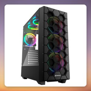 Sharkoon RGB HEX ATX Mid-Tower Case, Black, Tempered Glass, 6x ARGB Fans