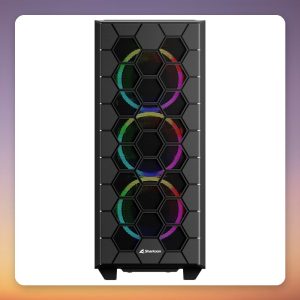 Sharkoon RGB HEX ATX Mid-Tower Case, Black, Tempered Glass, 6x ARGB Fans