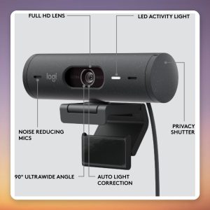 Logitech Brio 500 Full HD 1080p USB-C Webcam, Graphite