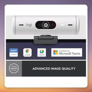 Logitech Brio 500 Full HD 1080p USB-C Webcam with Auto-Framing, Off-White