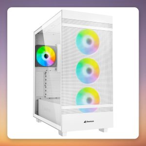 Sharkoon Rebel C50 RGB ATX Mid-Tower Case, White, Tempered Glass, 4x ARGB Fans