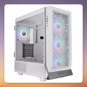 Thermaltake Ceres 500 TG ARGB Snow Mid-Tower Case, White, Tempered Glass