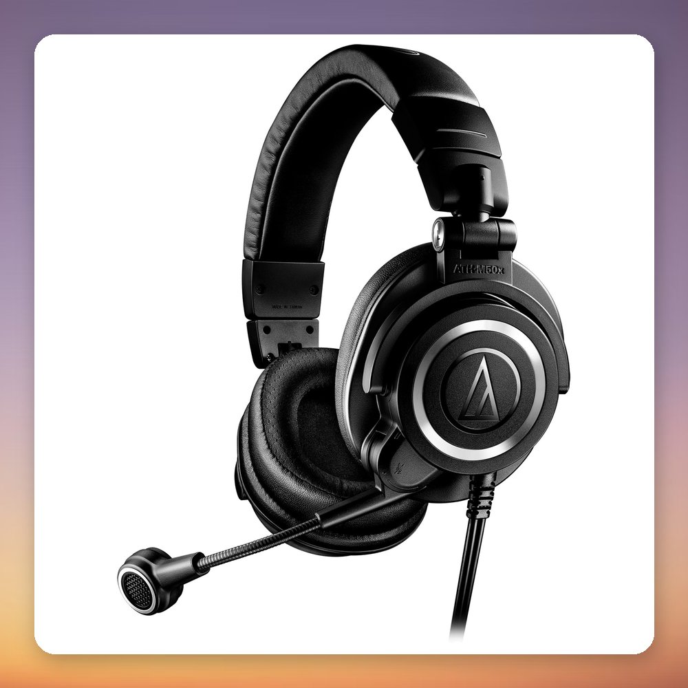 Audio-Technica ATH-M50xSTS StreamSet USB Headset, Black, Closed-Back Over-Ear