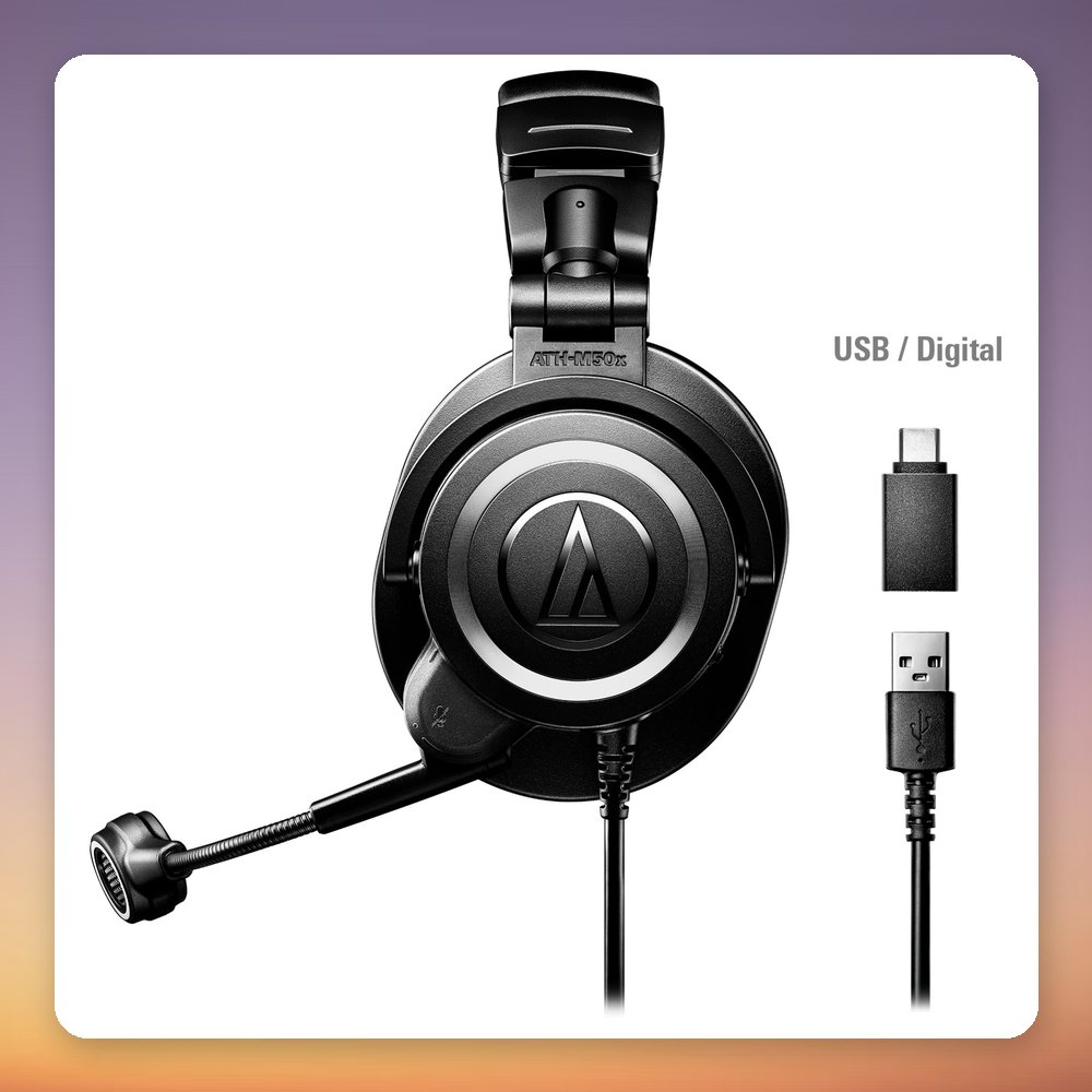 Audio-Technica ATH-M50xSTS StreamSet USB Headset, Black, Closed-Back Over-Ear – image 6