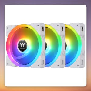 Thermaltake SWAFAN EX12 RGB 120 mm PC Case Fan, White, 3-Pack with Controller