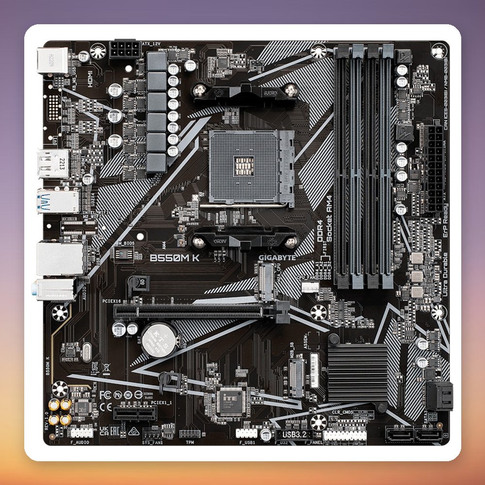 Gigabyte B550M K AM4 Micro ATX Motherboard, AMD B550, DDR4, 2x M.2
