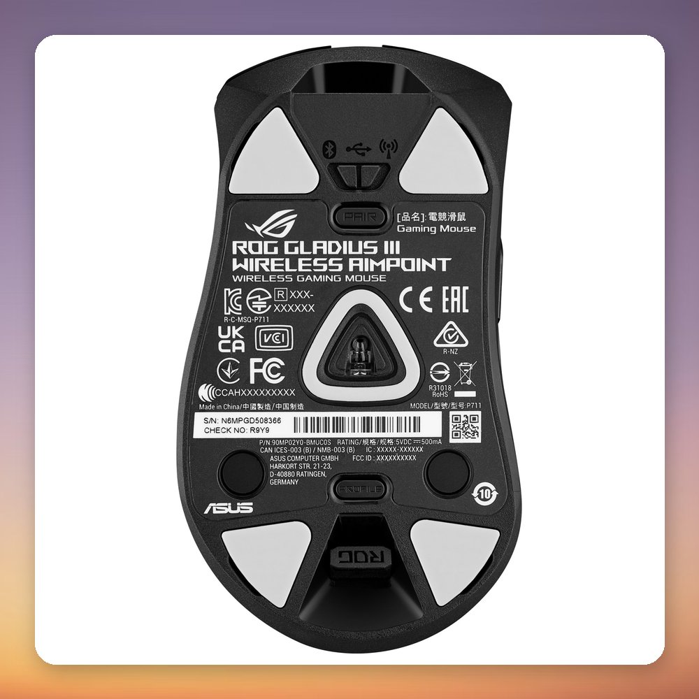ASUS ROG Gladius III Wireless AimPoint 36000 DPI Wireless Gaming Mouse, Black – image 4