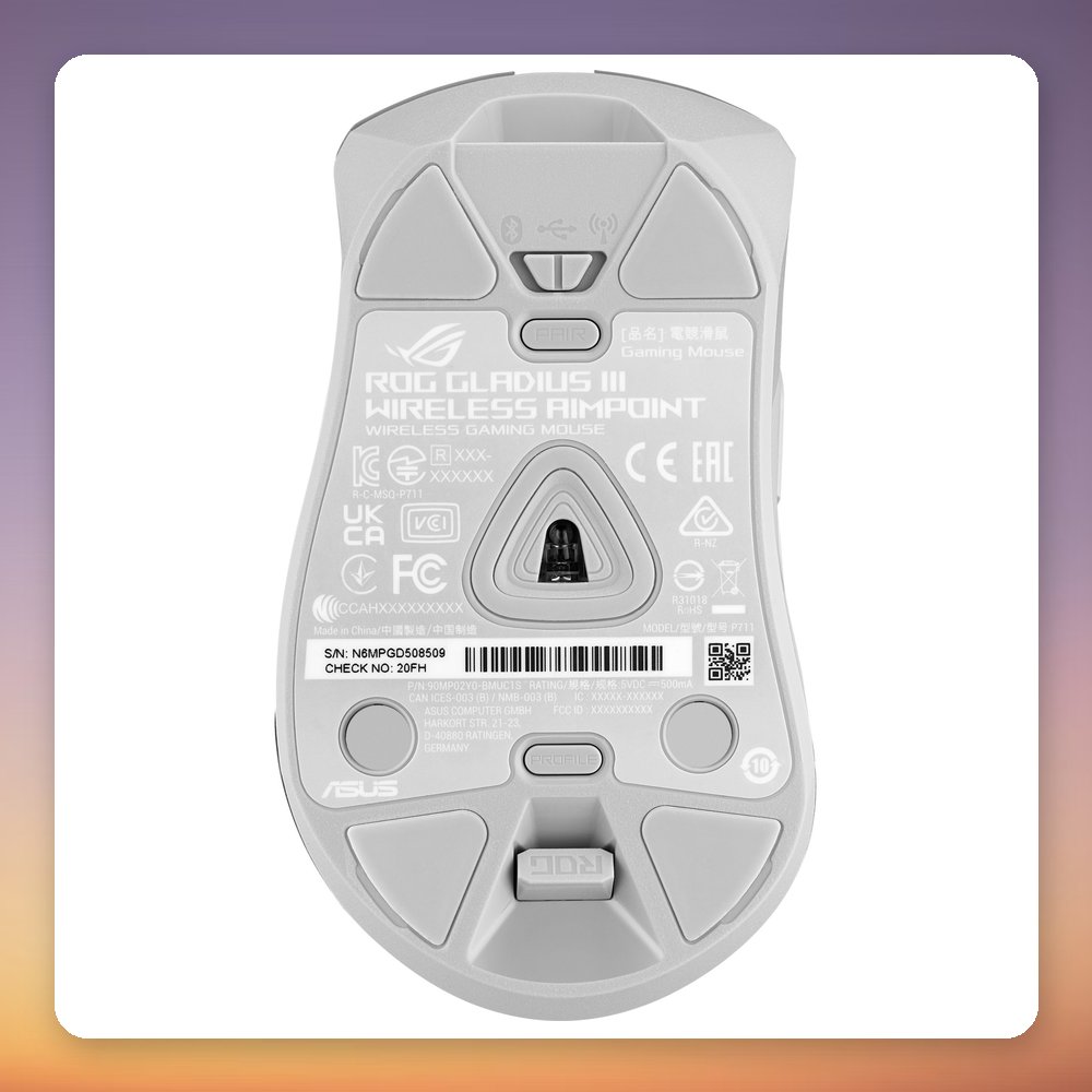 Asus ROG Gladius III Wireless AimPoint Gaming Mouse, White, 36000 DPI, Tri-Mode – image 4
