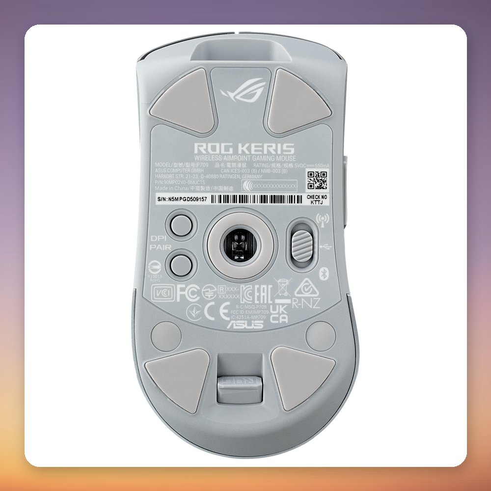 Asus ROG Keris Wireless AimPoint 36000 DPI Tri-Mode Gaming Mouse, White – image 4