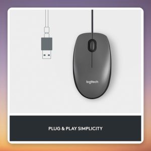 Logitech M100 Wired USB Mouse, 1000 DPI, Black, Works with Chromebook