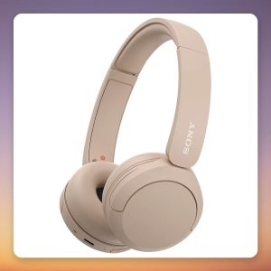 Sony WH-CH520 Wireless On-Ear Headphones, Beige, Bluetooth, 40 Hr Battery