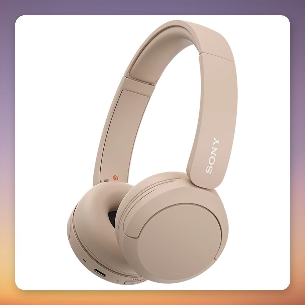 Sony WH-CH520 Wireless On-Ear Headphones, Beige, Bluetooth, 40 Hr Battery