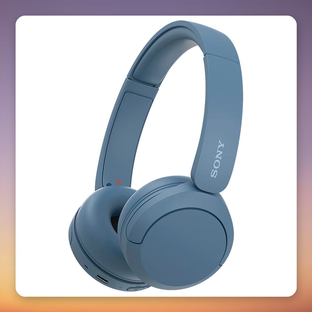 Sony WH-CH520 Bluetooth On-Ear Headphones, Light Blue, 40 Hour Battery, USB-C