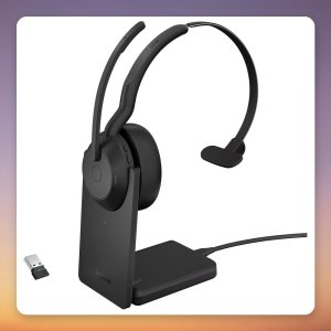 Jabra Evolve2 55 Wireless Mono Headset with Charging Stand, Link380a USB-A, Black