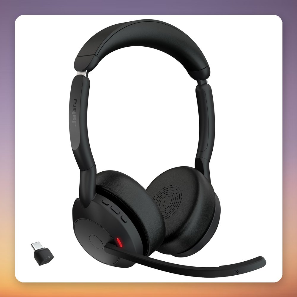 Jabra Evolve2 55 Stereo UC Wireless Headset, USB-C, Link380c, Black