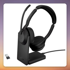 Jabra Evolve2 55 Wireless Stereo UC Headset with Charging Stand, Link380a USB-A, Black