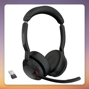 Jabra Evolve2 55 Wireless Stereo UC Headset with Charging Stand, Link380a USB-A, Black