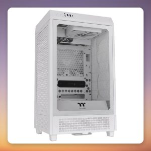 Thermaltake The Tower 200 Snow White Mini-ITX Case, Tempered Glass, 2x 140 mm Fans