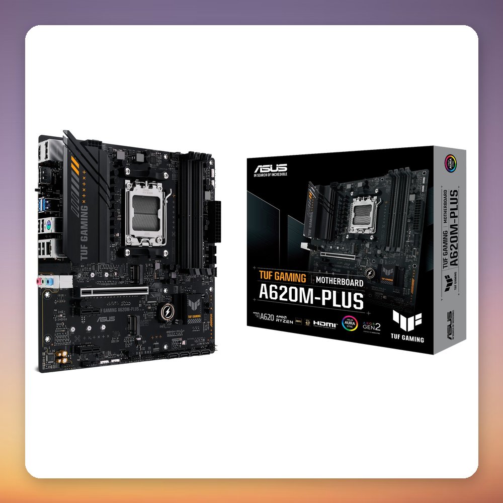 Asus TUF Gaming A620M-PLUS AMD A620 AM5 Micro ATX Motherboard, DDR5, 2.5GbE
