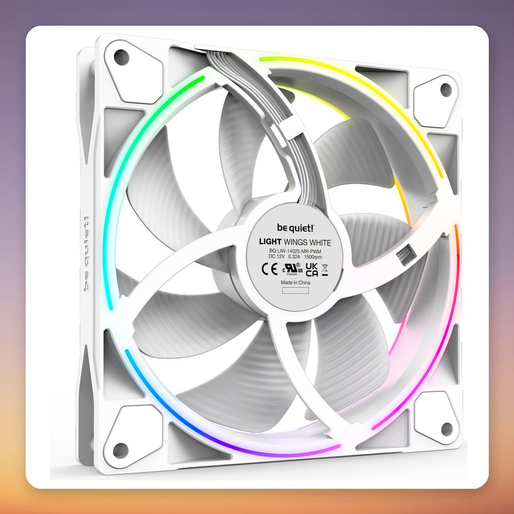 Be quiet! Light Wings White 140 mm PWM ARGB Fan, Triple Pack with ARGB Hub – image 2