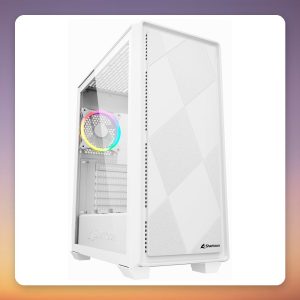 Sharkoon VS8 RGB ATX Mid Tower Case, White, Tempered Glass, 3 Fans