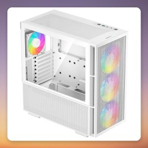 Deepcool CH560 White Mid-Tower Case, Tempered Glass, 4x ARGB Fans, E-ATX