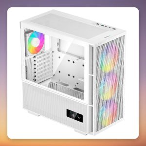 Deepcool CH560 Digital WH Mid-Tower E-ATX Case, White, Tempered Glass