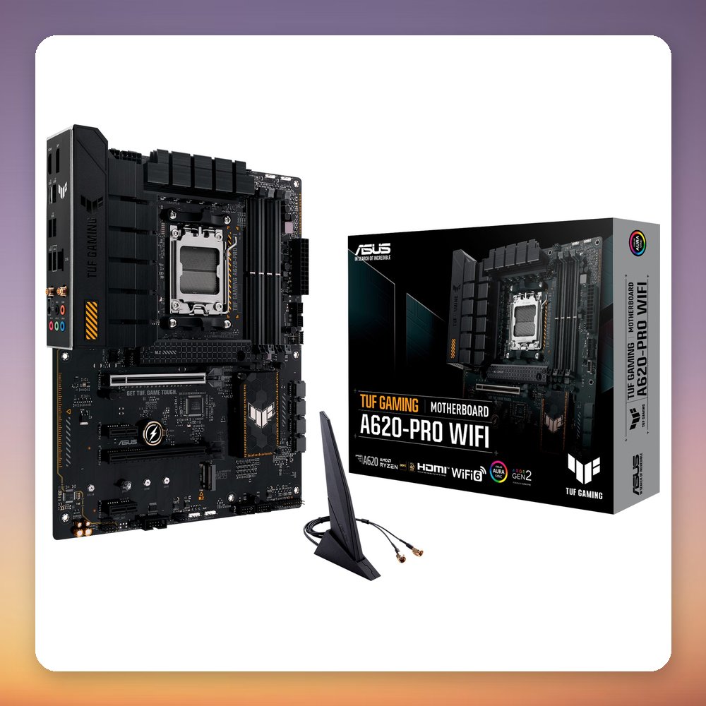 Asus TUF Gaming A620-Pro WiFi AM5 ATX Motherboard, DDR5, WiFi 6, 2.5G LAN