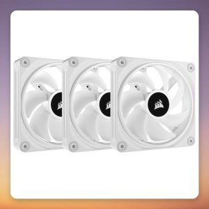 Corsair iCUE LINK QX120 RGB 120 mm PWM Fan Starter Kit, White, 3-Pack with iCUE LINK Hub