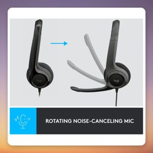 Logitech H390 USB Headset, On-Ear, Noise-Cancelling Microphone, Black