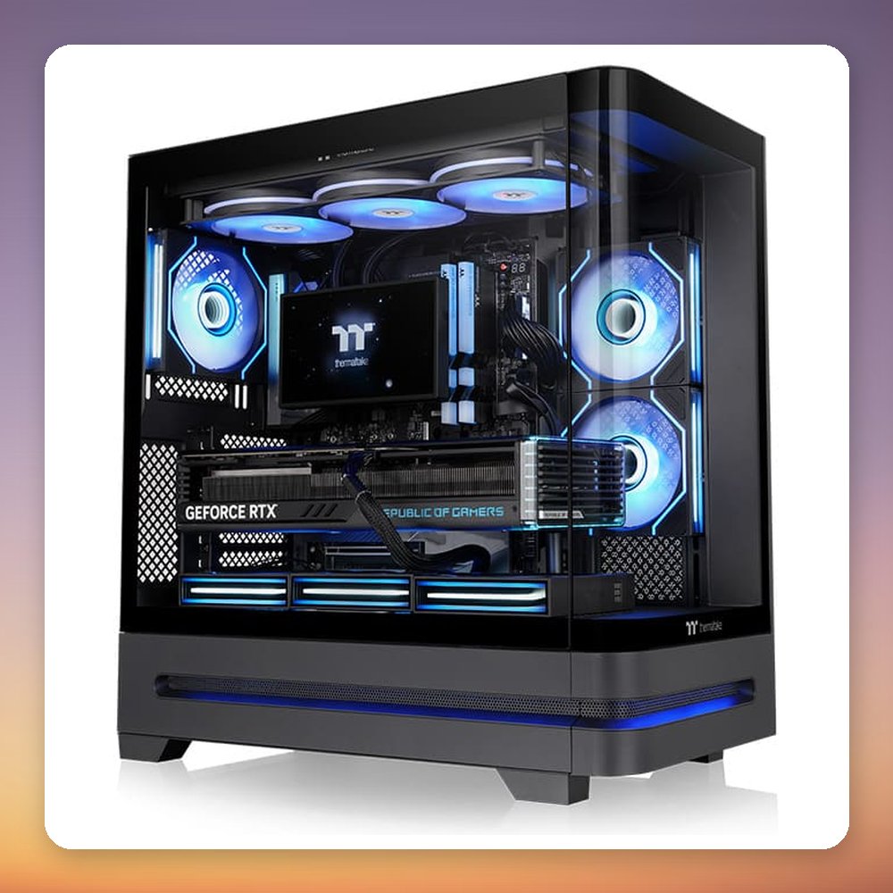 Thermaltake Arcus 290 TG ARGB Black Mid-Tower Case, Curved Tempered Glass, 3 ARGB Fans