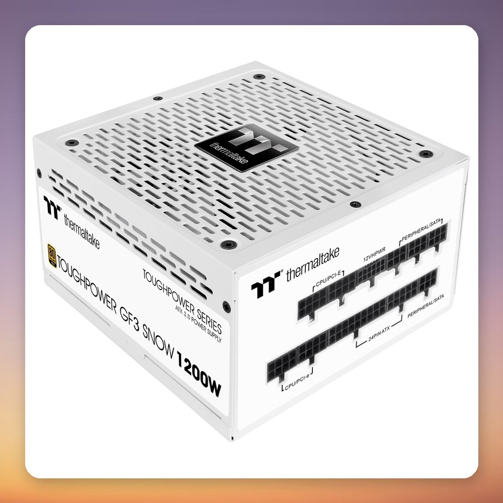 Thermaltake Toughpower GF3 Snow 1200W 80 PLUS Gold Fully Modular ATX 3.0 PSU, White – image 2