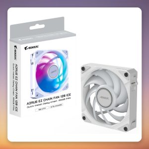 GigaByte AORUS EZ CHAIN FAN 120 ICE 120 mm ARGB PWM Case Fan, White, Single Pack