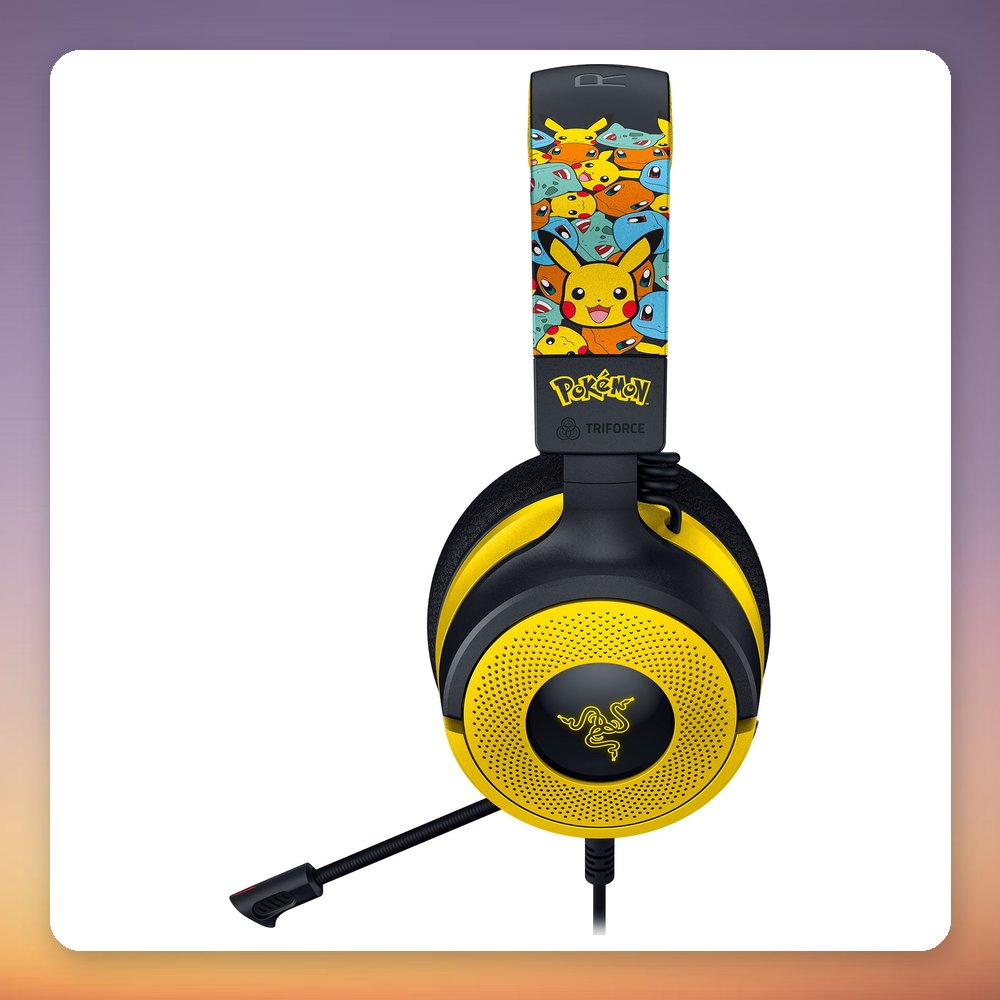 Razer Kraken V4 X Pokémon Kanto Starters Edition Wired Gaming Headset, Black/Yellow – image 2