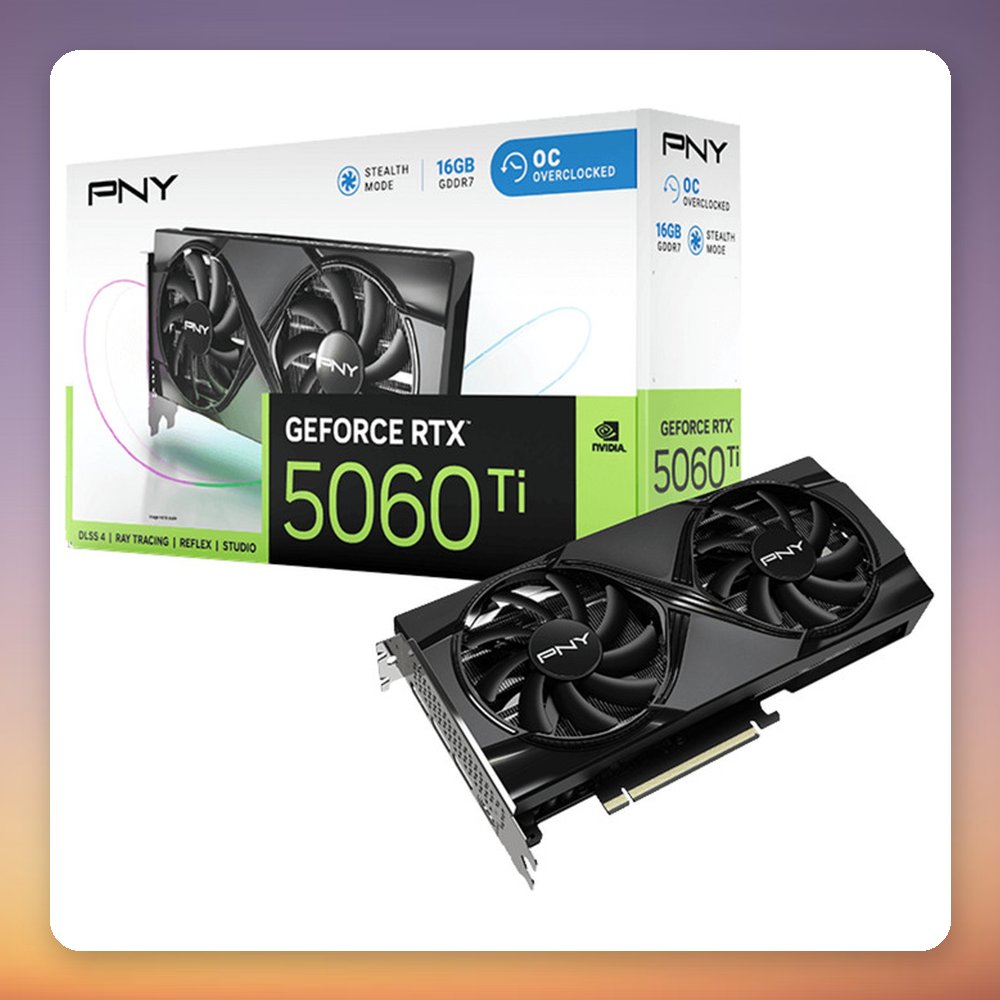 PNY GeForce RTX 5060 Ti OC 16GB GDDR7 Graphics Card, DLSS 5, 3x DisplayPort 2.1b, HDMI 2.1b