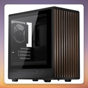 Krux Helio Mini-Tower µATX Case, Black/Wood, Tempered Glass