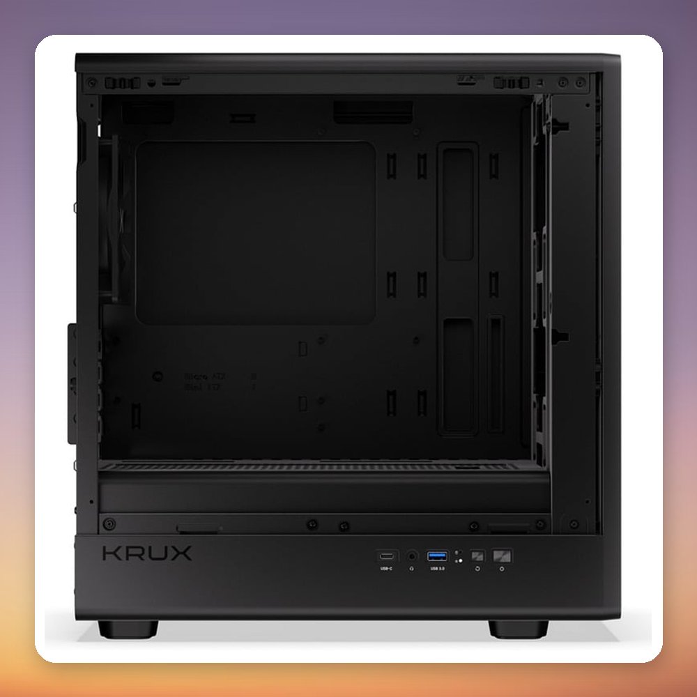 Krux Helio Mini-Tower µATX Case, Black/Wood, Tempered Glass – image 6