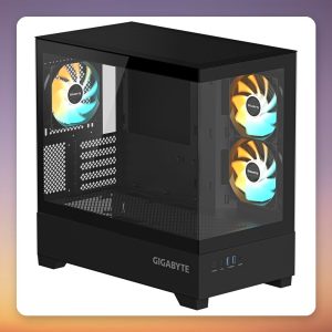 Gigabyte C201 Panoramic Mid Tower Case, Black, Dual Tempered Glass, 3x ARGB Fans