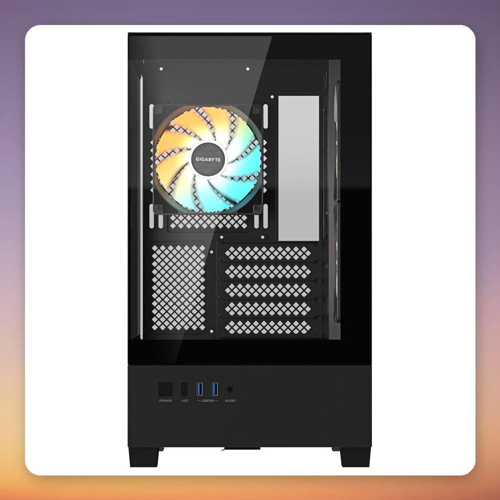 Gigabyte C201 Panoramic Mid Tower Case, Black, Dual Tempered Glass, 3x ARGB Fans – image 2