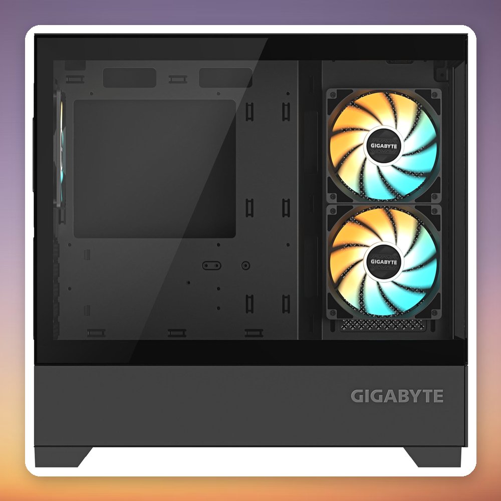 Gigabyte C201 Panoramic Mid Tower Case, Black, Dual Tempered Glass, 3x ARGB Fans – image 3