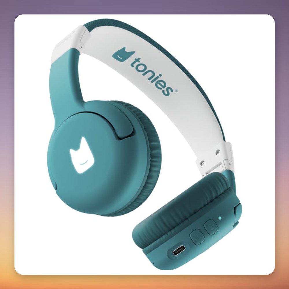 Tonies Bluetooth Kids Headphones for Toniebox 2, Sea Green/White, 85 dB Limit