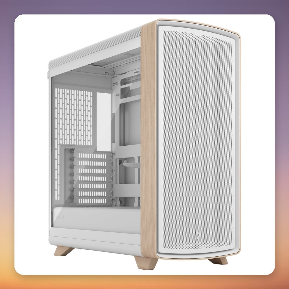 Fractal Design Summit Midi-Tower Case, Chalk White with Wood Accents, Tempered Glass