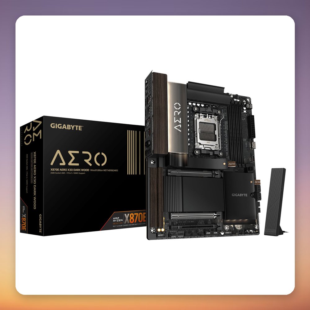 Gigabyte X870E AERO X3D Dark Wood AM5 ATX Motherboard, DDR5, Wi-Fi 7, 4x M.2