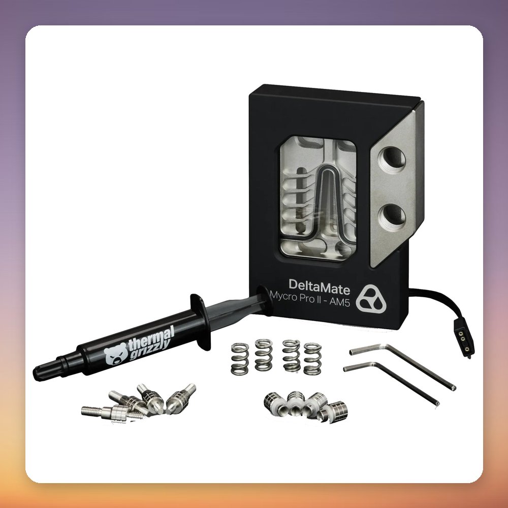 Thermal Grizzly DeltaMate CPU Block MPII AM5 Water Block, Black/Silver, ARGB