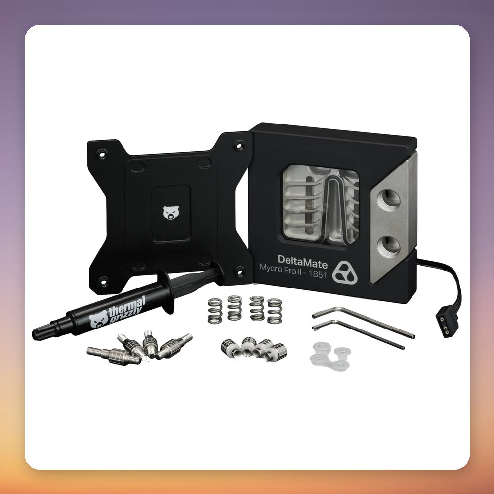 Thermal Grizzly DeltaMate CPU Block MPII LGA1851 Water Block, Black/Silver, ARGB